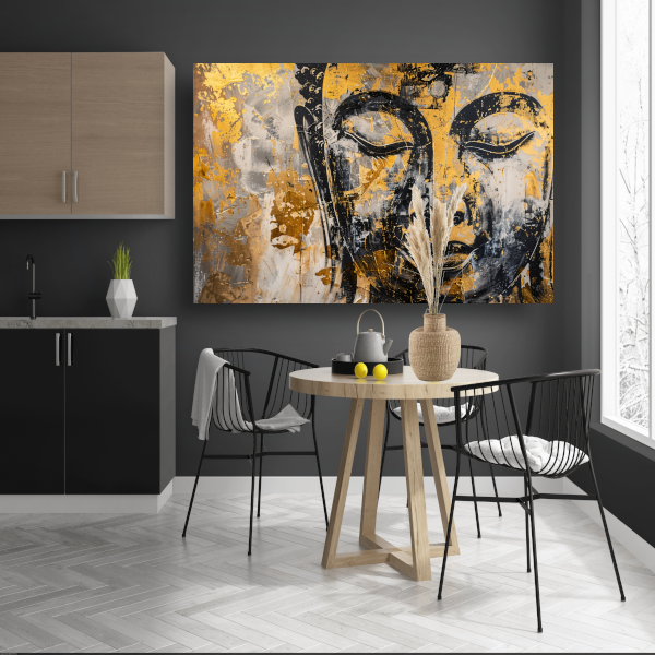 Boeddha in Goud en Zwart met Dynamische Texturen poster