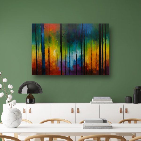 Betoverend Kleurrijk Impressionistisch Boslandschap canvas met baklijst