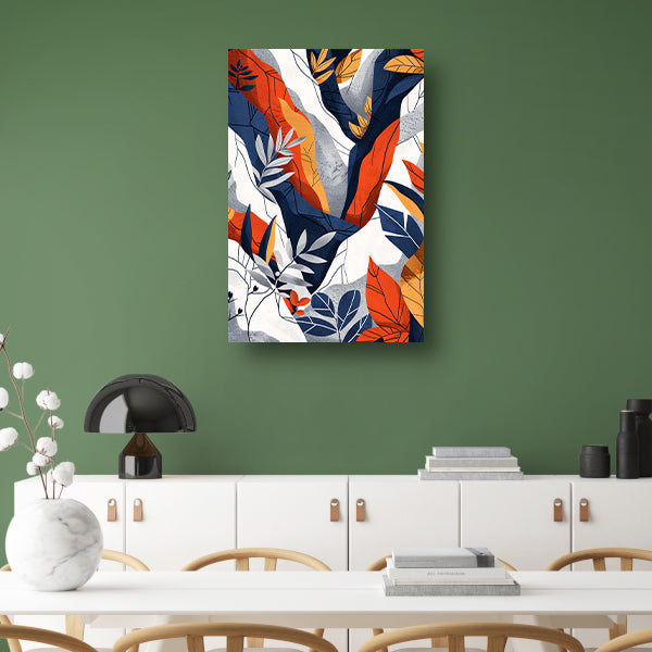 Abstract kunstwerk met kleurrijke bladeren canvas
