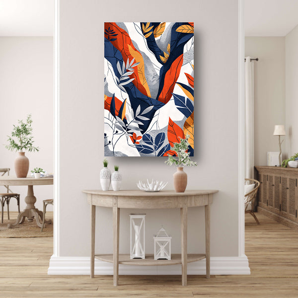 Abstract kunstwerk met kleurrijke bladeren canvas
