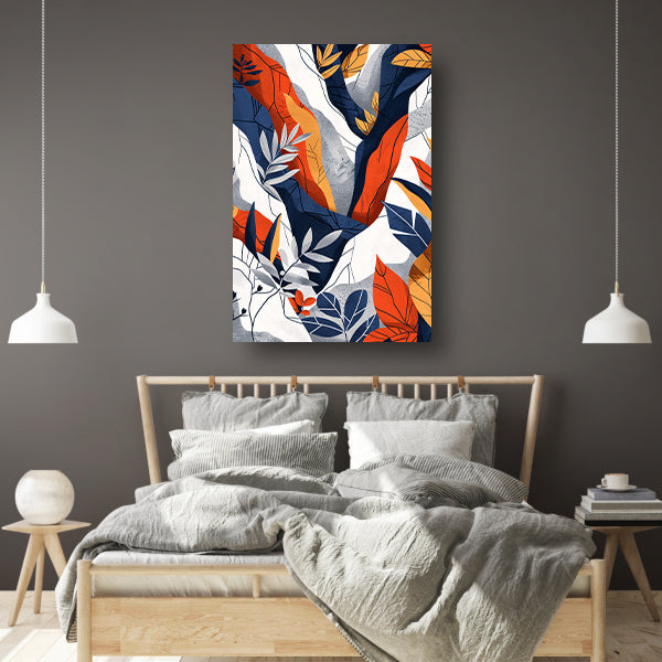 Abstract kunstwerk met kleurrijke bladeren canvas
