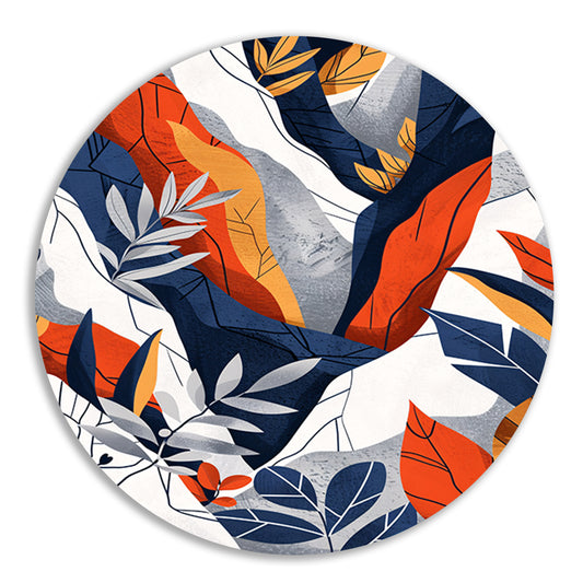 Abstract kunstwerk met kleurrijke bladeren aluminium muurcirkel