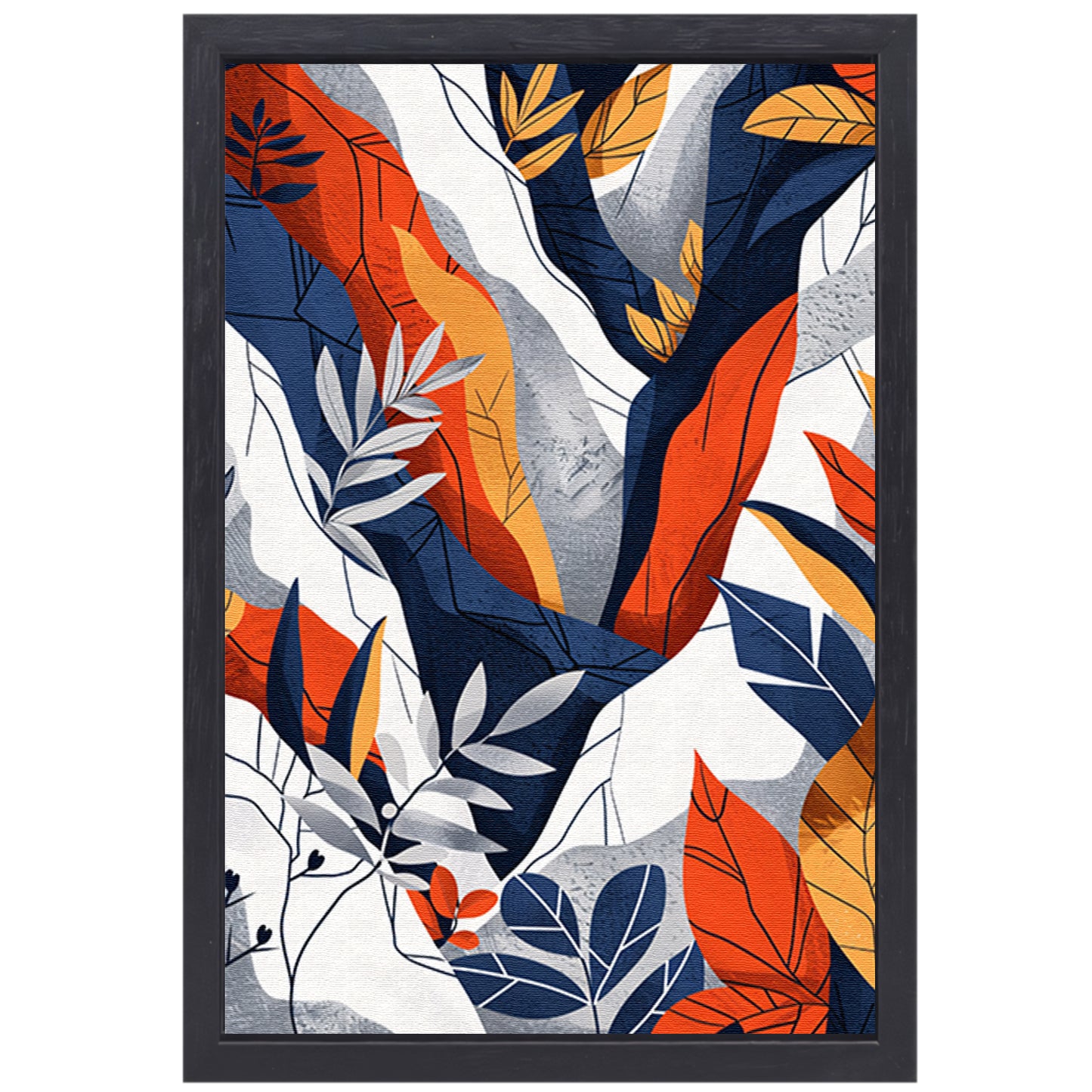 Abstract kunstwerk met kleurrijke bladeren canvas met baklijst