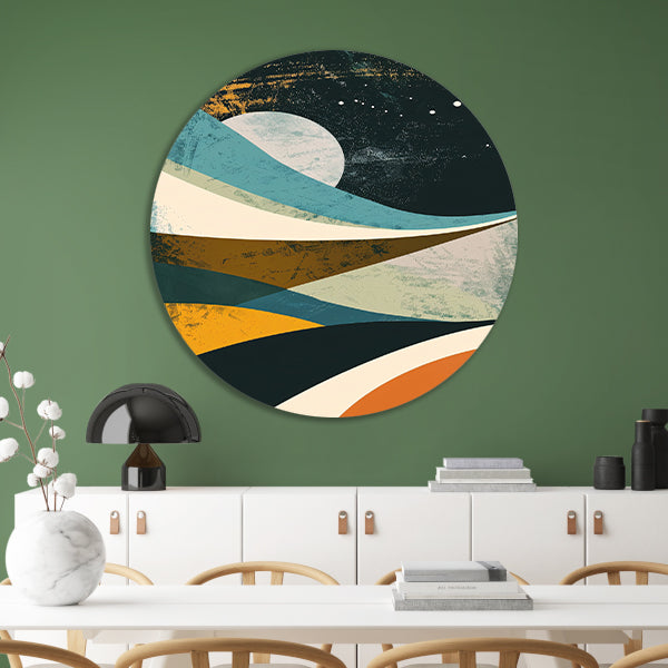 Abstract landschap met maan en sterren forex muurcirkel