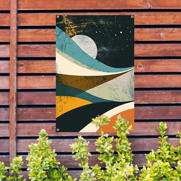 Abstract landschap met maan en sterren tuinposter