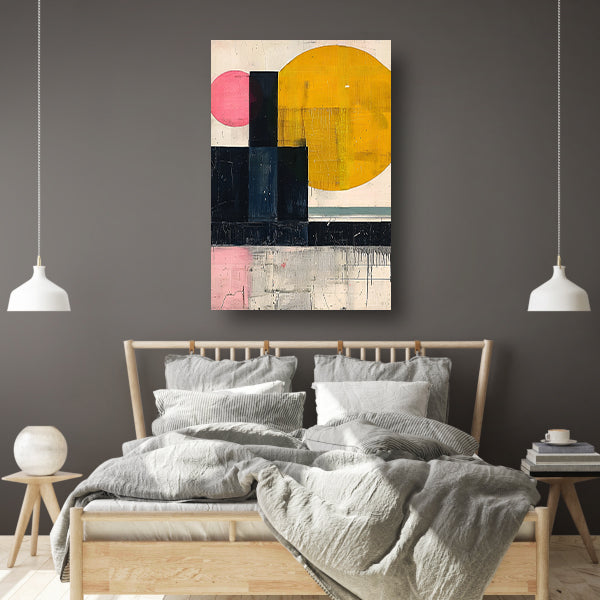 Geometrisch Abstract Kunstwerk met Vormen en Kleuren canvas