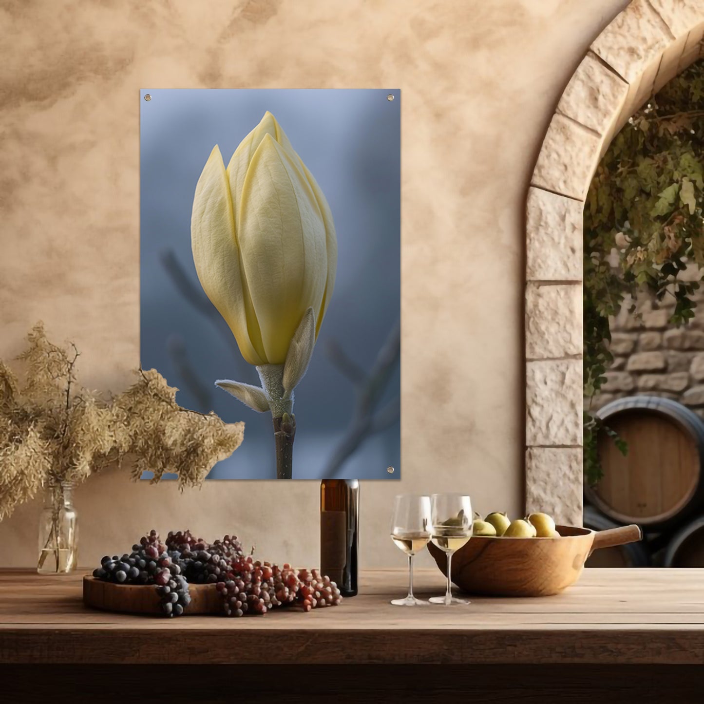 Gele Magnolia Bloemknop in Close-up tuinposter