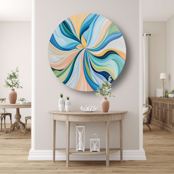 Kleurrijke bloemenspiraal van Van Gogh aluminium muurcirkel