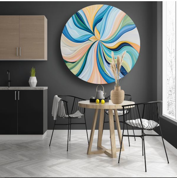 Kleurrijke bloemenspiraal van Van Gogh aluminium muurcirkel