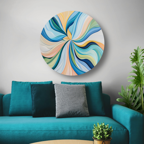 Kleurrijke bloemenspiraal van Van Gogh aluminium muurcirkel