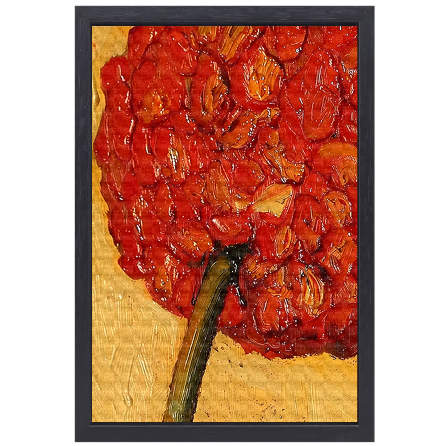 Abstract Bloemenschilderij met Rijke Kleuren canvas met baklijst
