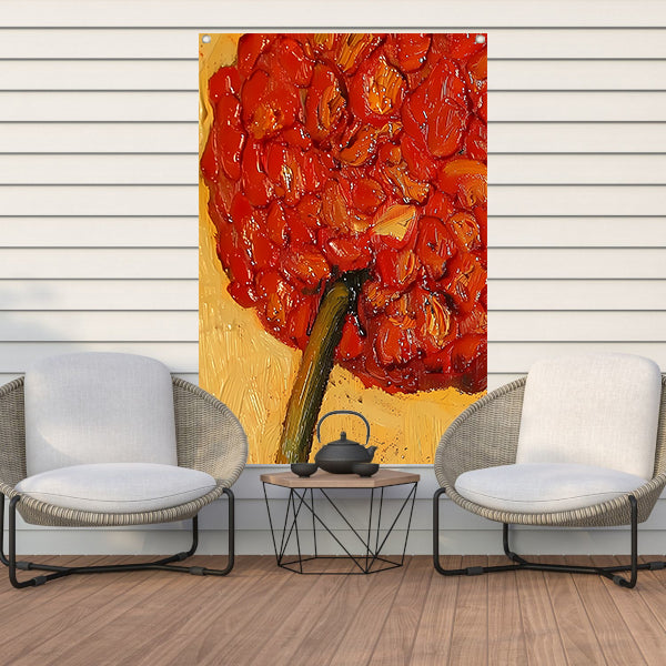 Abstract Bloemenschilderij met Rijke Kleuren tuinposter
