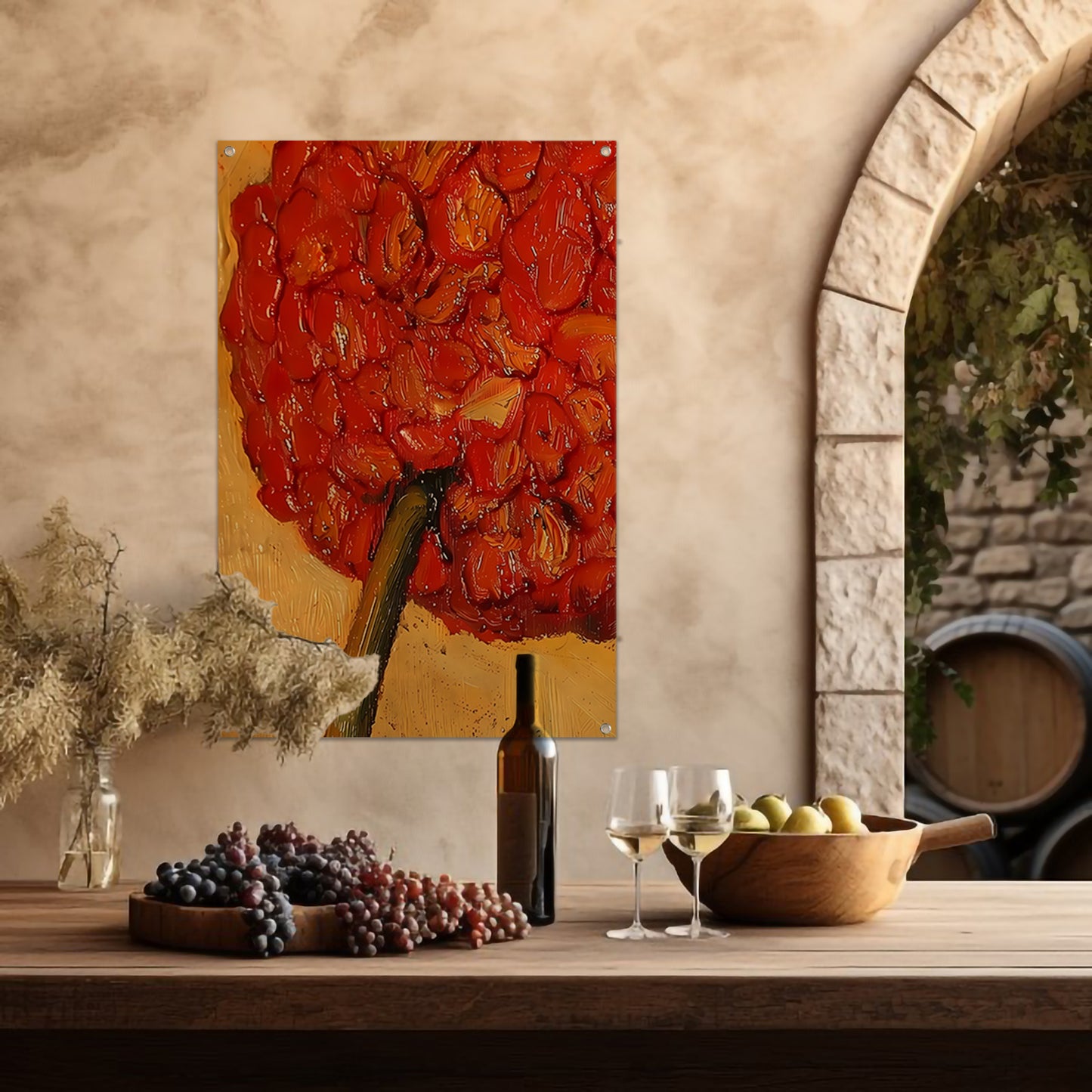 Abstract Bloemenschilderij met Rijke Kleuren tuinposter