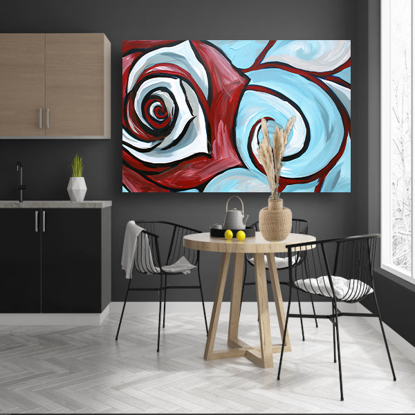 Moderne abstracte schilderij van een roos poster