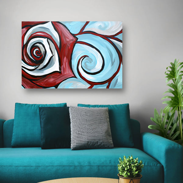Moderne abstracte schilderij van een roos poster