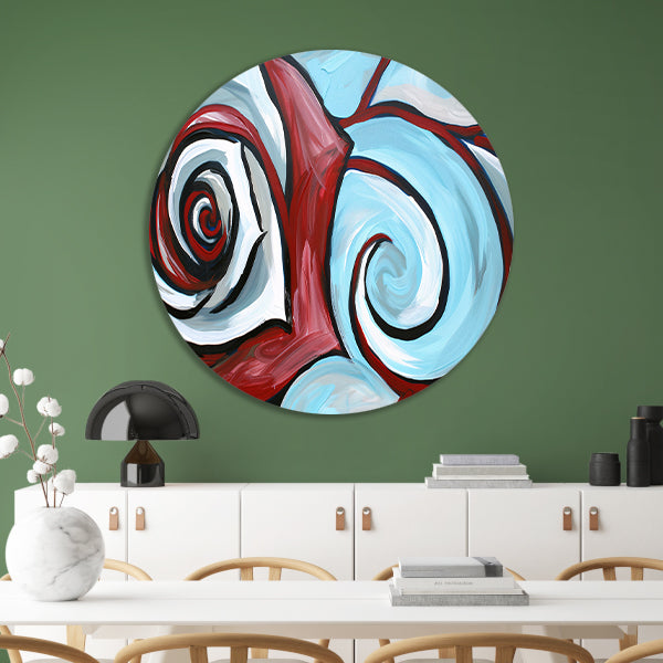 Moderne abstracte schilderij van een roos aluminium muurcirkel