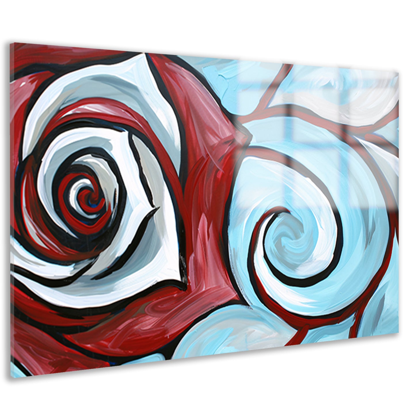 Moderne abstracte schilderij van een roos acrylglas