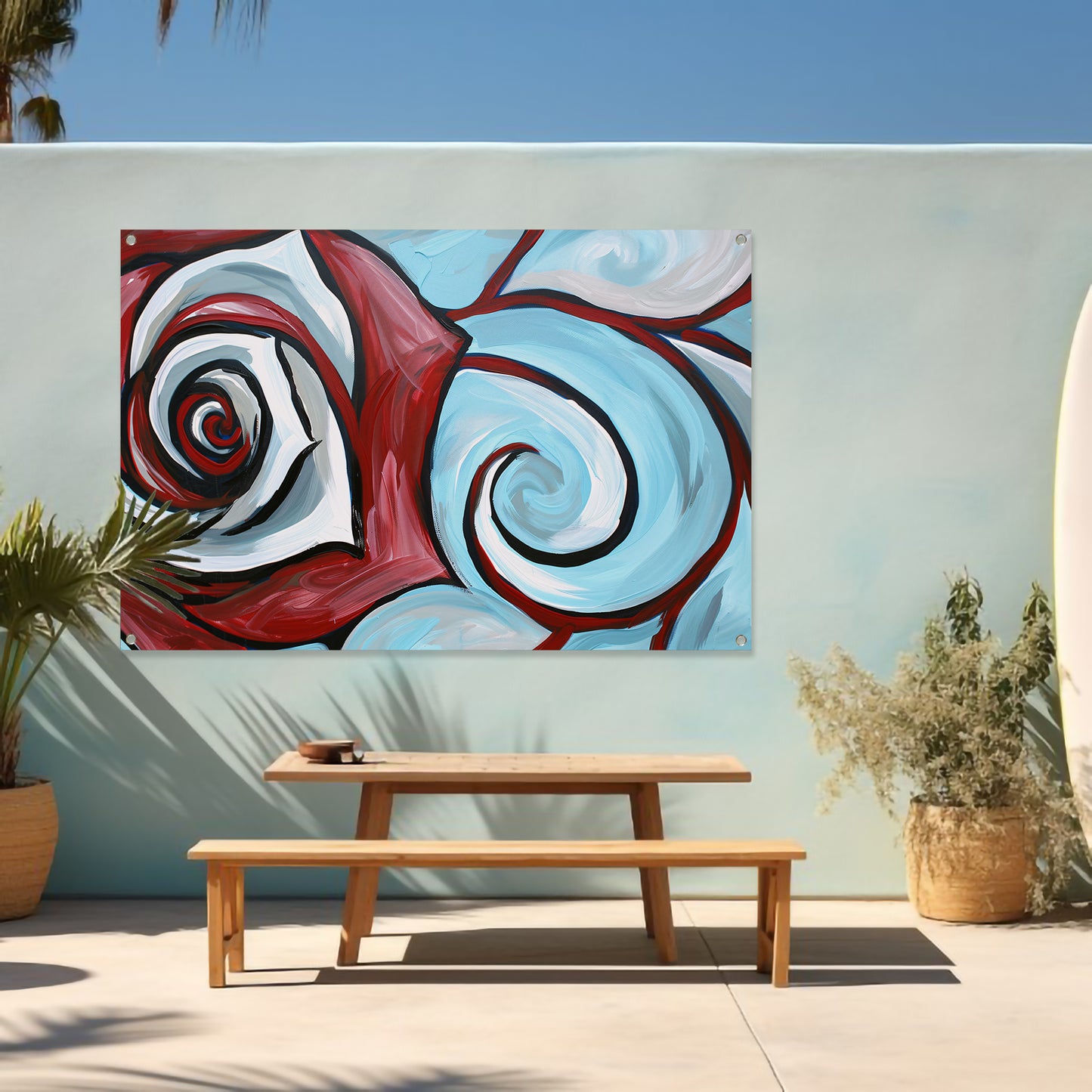 Moderne abstracte schilderij van een roos tuinposter