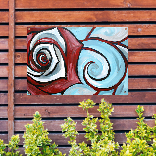 Moderne abstracte schilderij van een roos tuinposter