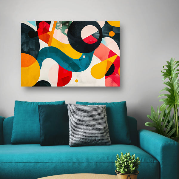 Abstracte vormen en levendige kleuren in harmonie acrylglas