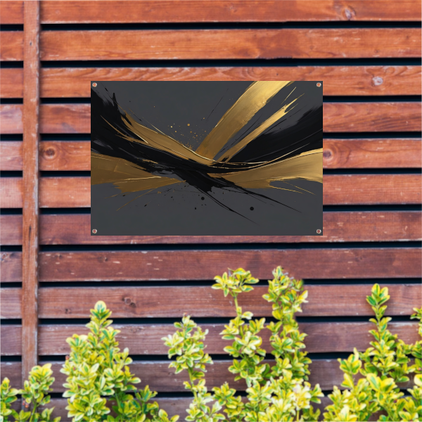 Dynamische Golven van Goud op Zwart tuinposter