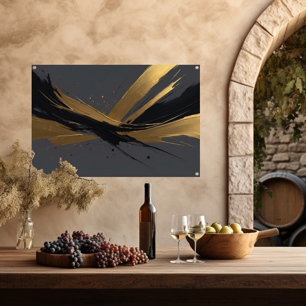 Dynamische Golven van Goud op Zwart tuinposter