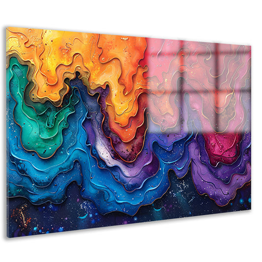 Abstract golven in blauw en wit acrylglas