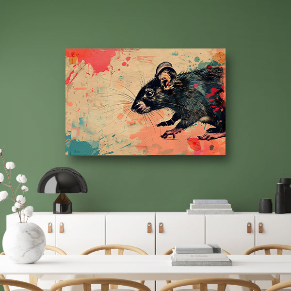 Expressieve rat in kleurrijke abstractie poster