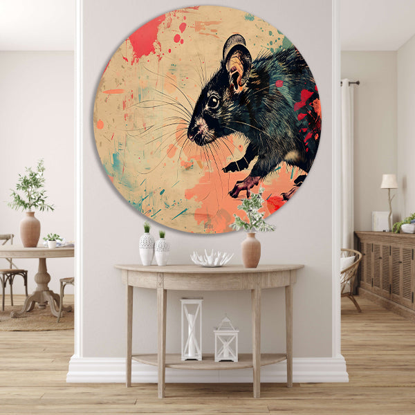Expressieve rat in kleurrijke abstractie forex muurcirkel