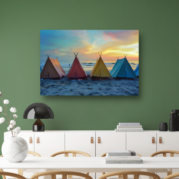 Minimalistische Strandtenten canvas met baklijst