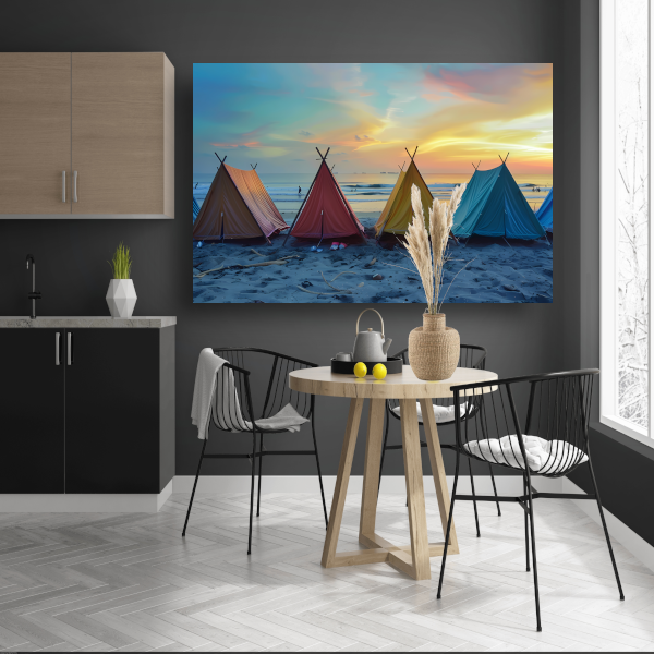 Minimalistische Strandtenten canvas met baklijst