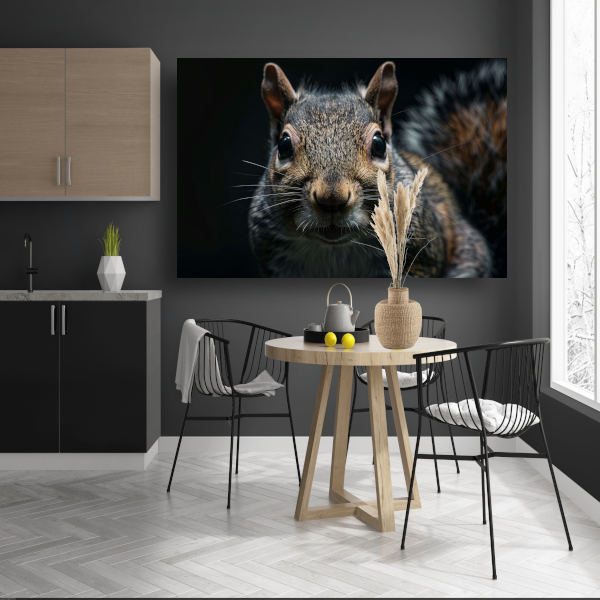 Close-up van een Eekhoorn in het Donker canvas met baklijst