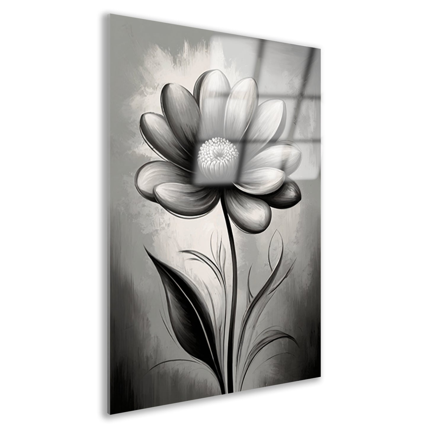 Abstracte Monochrome Bloem in Schaduwspel Acrylglas