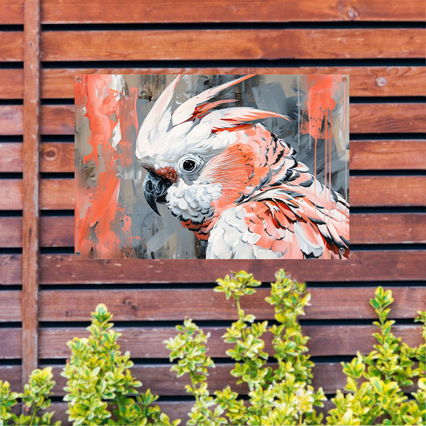 Abstracte schilderij van kleurrijke papegaai tuinposter
