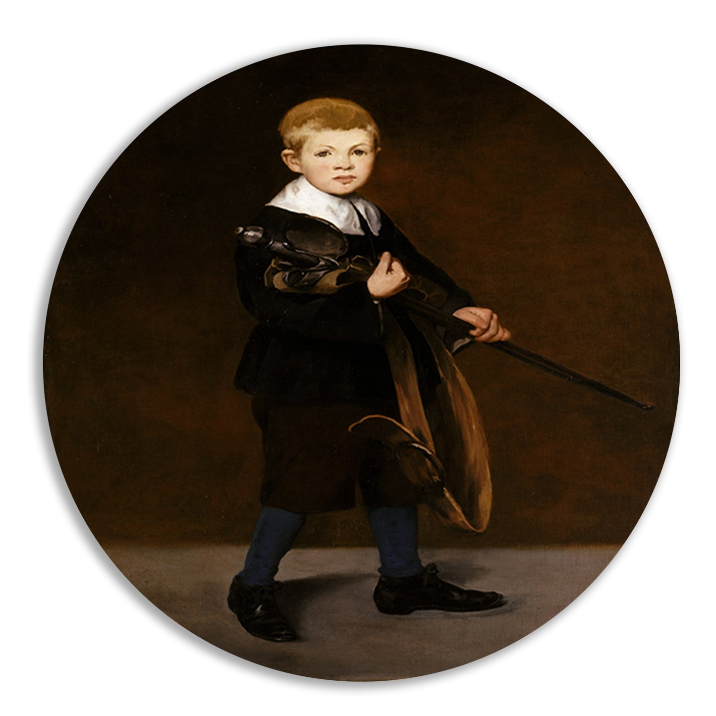Jongen met een zwaard - Édouard Manet aluminium muurcirkel
