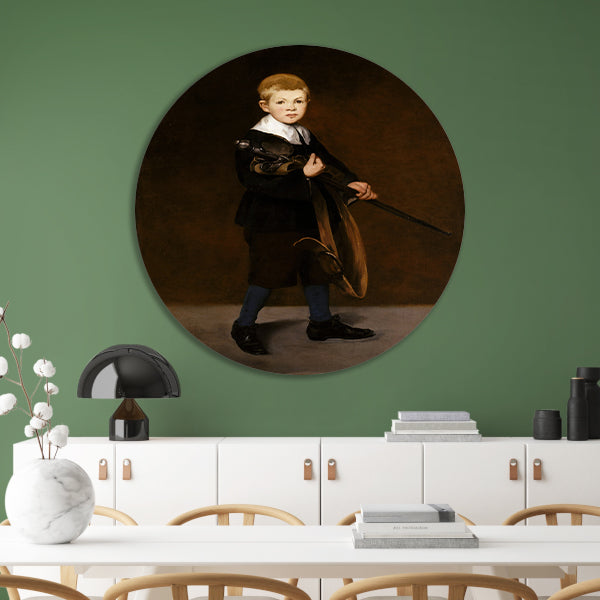 Jongen met een zwaard - Édouard Manet aluminium muurcirkel