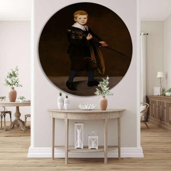Jongen met een zwaard - Édouard Manet aluminium muurcirkel