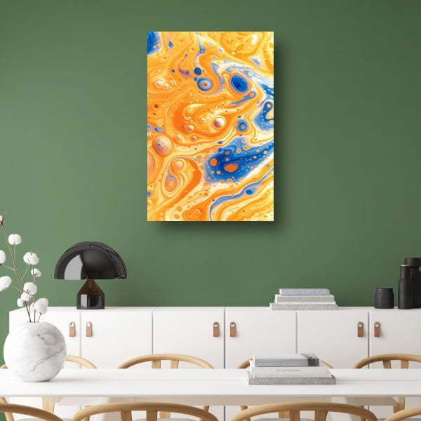 Kleurrijk abstract schilderij met vloeiende patronen poster