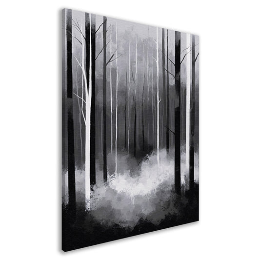 Monochroom Boslandschap in Mist canvas