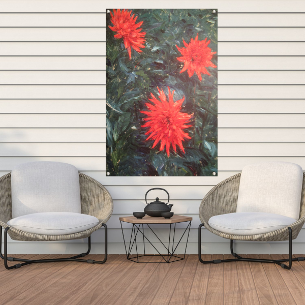 Rode cactusdahlias - Gustave Caillebotte tuinposter