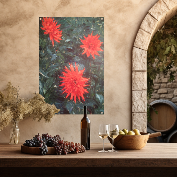 Rode cactusdahlias - Gustave Caillebotte tuinposter