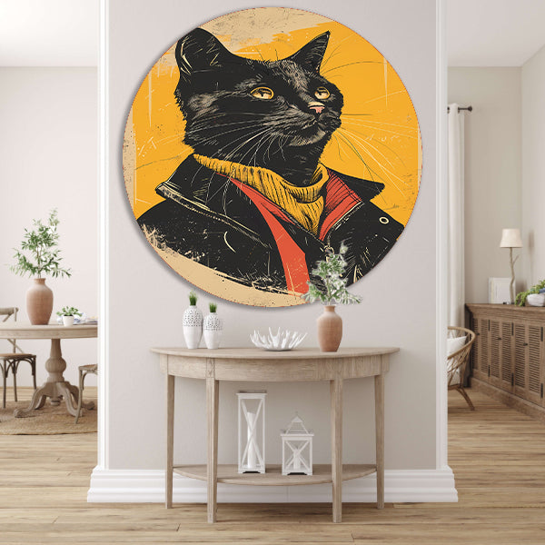 Cyberpunk Kat in Retro Stijl forex muurcirkel