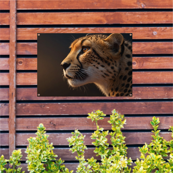 Intense blik van een majestueuze cheeta tuinposter