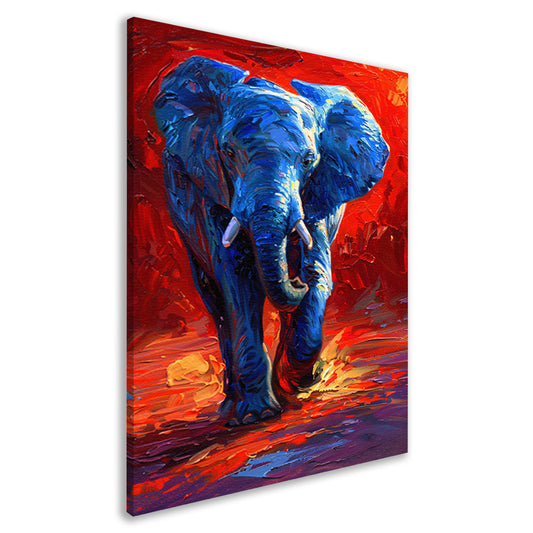 Expressief olifant schilderij in felle kleuren canvas