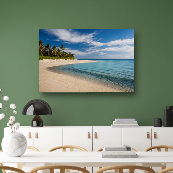 Tropisch strand met palmbomen en helder water canvas