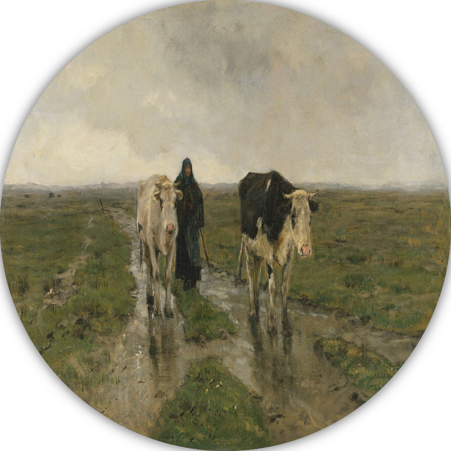 Veranderend weiland - Anton Mauve aluminium muurcirkel