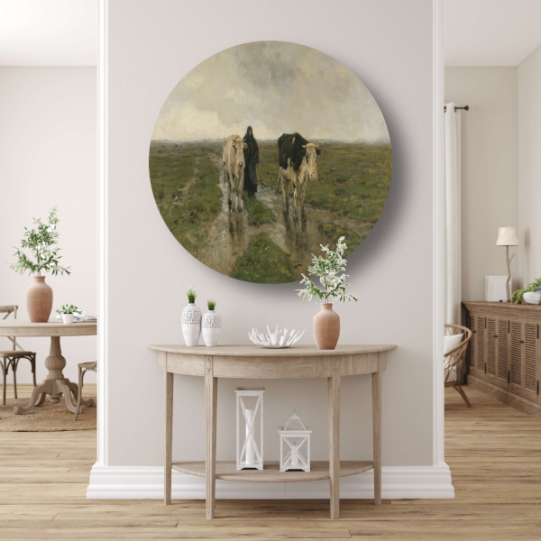 Veranderend weiland - Anton Mauve aluminium muurcirkel