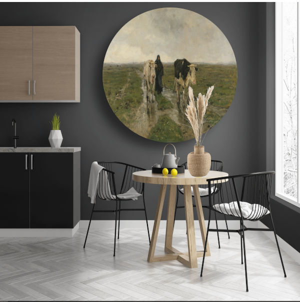 Veranderend weiland - Anton Mauve aluminium muurcirkel