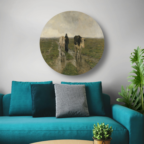 Veranderend weiland - Anton Mauve aluminium muurcirkel