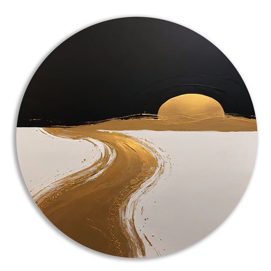 Golden Path to Sunset Horizon aluminium muurcirkel